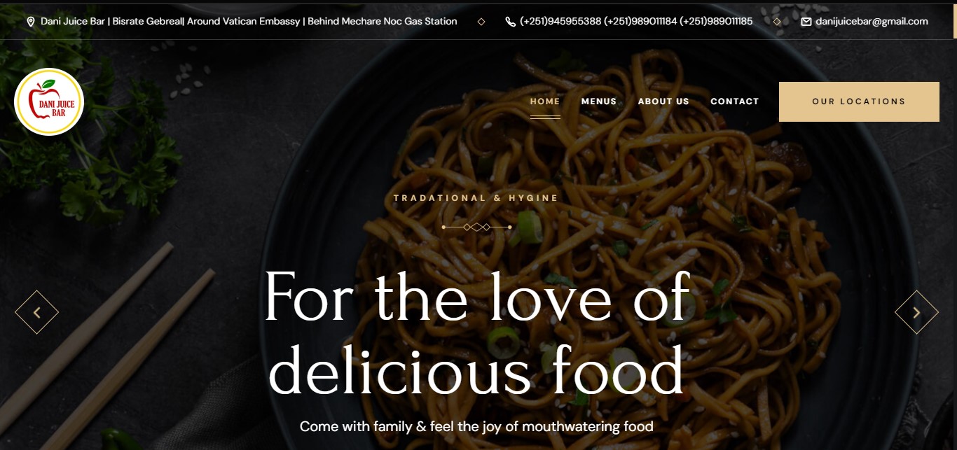 Dani Juice Bar Website